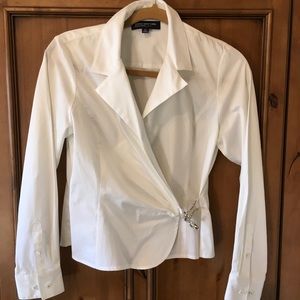 Jones New York Signature Petite White Wrap Shirt